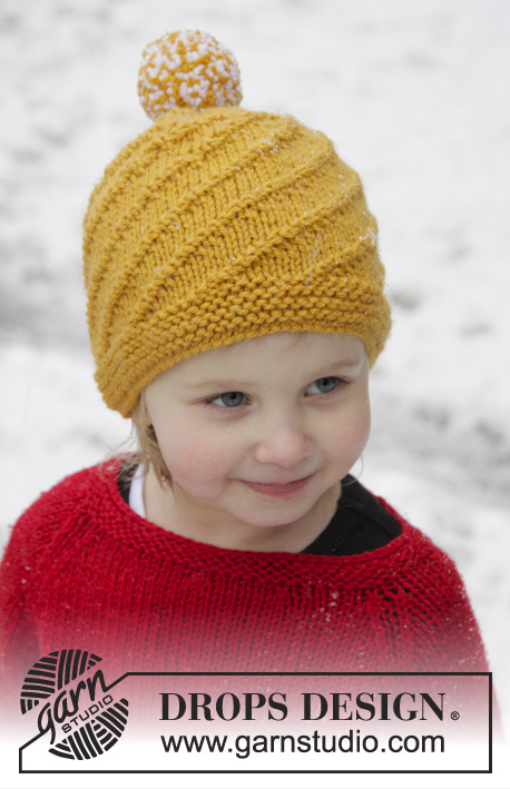 Swirl N Twirl / DROPS Extra 0-1020 - Knitted DROPS hat with spiral pattern in ”Alaska”. Size 1-12 years