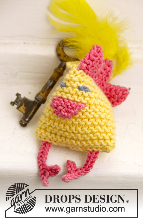 Kikiri-Key / DROPS Extra 0-1021 - DROPS Easter: Knitted Easter chicken in garter st in ”Cotton Merino”.