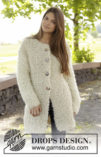 Rita / DROPS Extra 0-1033 - Knitted DROPS jacket in garter st in 2 strands ”Puddel”. Size: S - XXXL.