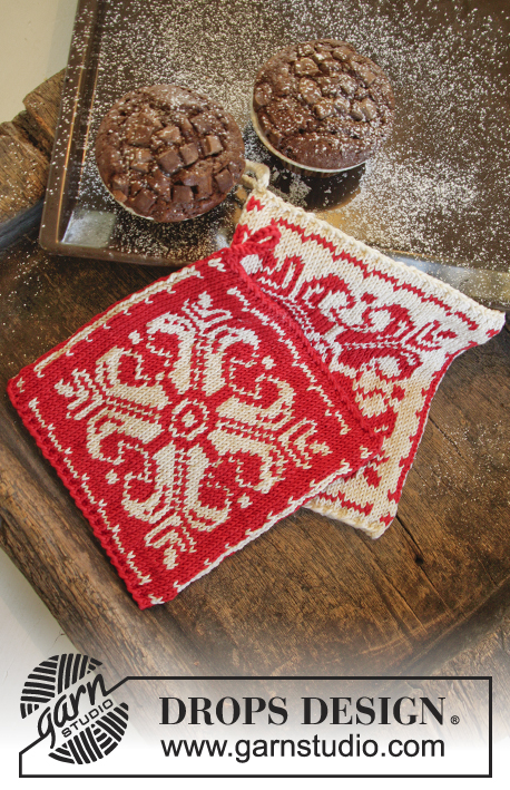 Baking Christmas / DROPS Extra 0-1061 - Maniques tricotées avec étoile et jacquard nordique en DROPS Muskat.
Thème: Noël
