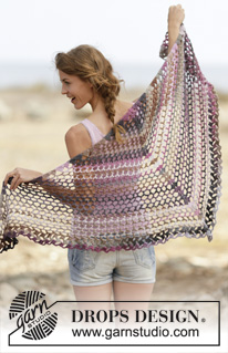 Butterfly Summer / DROPS Extra 0-1086 - Crochet DROPS shawl with lace pattern in ”Big Delight”.