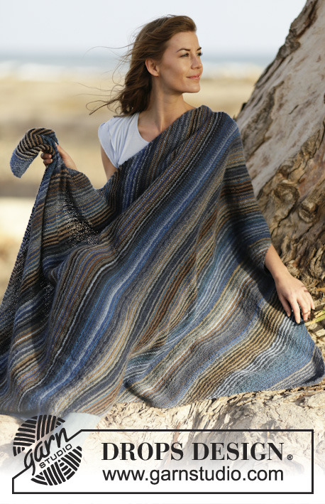 Sandstorm / DROPS Extra 0-1087 - Knitted DROPS blanket in garter st with stripes in ”Delight”.