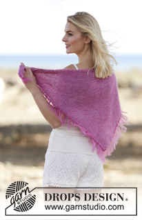 Summer Haze / DROPS Extra 0-1107 - Knitted DROPS shawl in garter st in ”Alpaca” and ”Kid-Silk”.