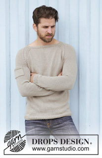 Carter / DROPS Extra 0-1131 - Men's knitted jumper in DROPS Belle, with raglan and worked top down. Size: S - XXXL.