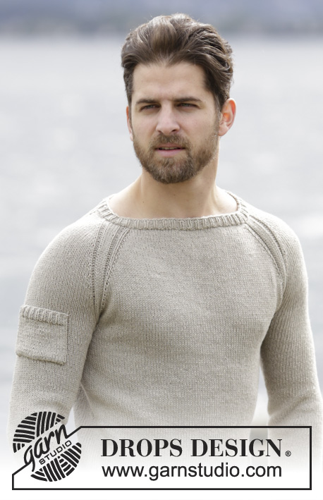 Carter / DROPS Extra 0-1131 - DROPS pánský raglánový pulovr pletený shora dolů z příze Belle. Velikost: S-XXXL.