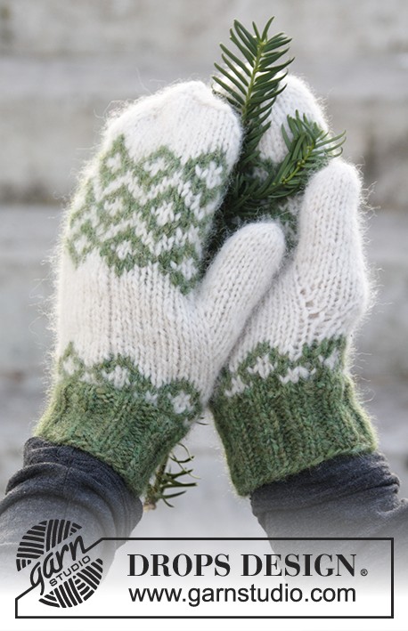 Christmas Magic / DROPS Extra 0-1197 - DROPS Advent: rukavice – palčáky s norským vzorem pletené z příze Air.
