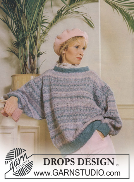DROPS Extra 0-130 - DROPS sweater with pattern borders in “Toscana”. Size S-L.