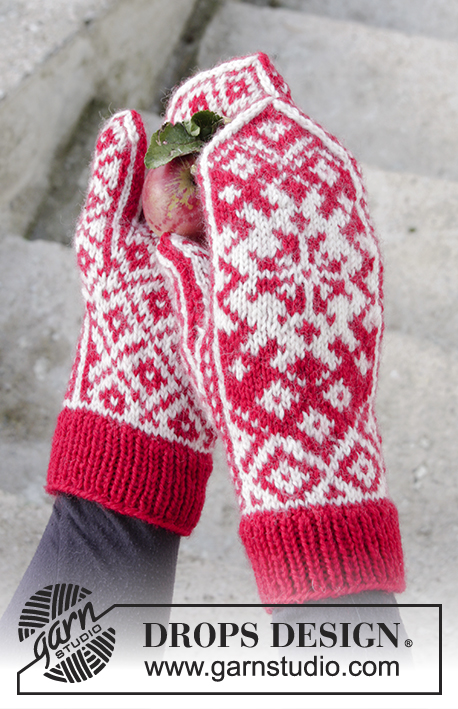 Christmas Raffle / DROPS Extra 0-1341 - Knitted mittens with colour pattern for Christmas in DROPS Karisma.