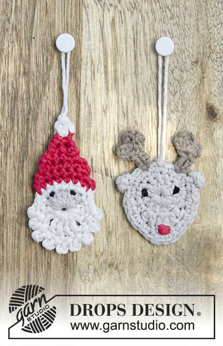 Jolly Good Mates / DROPS Extra 0-1348 - Babbo Natale e renna per Natale in DROPS Cotton Light.