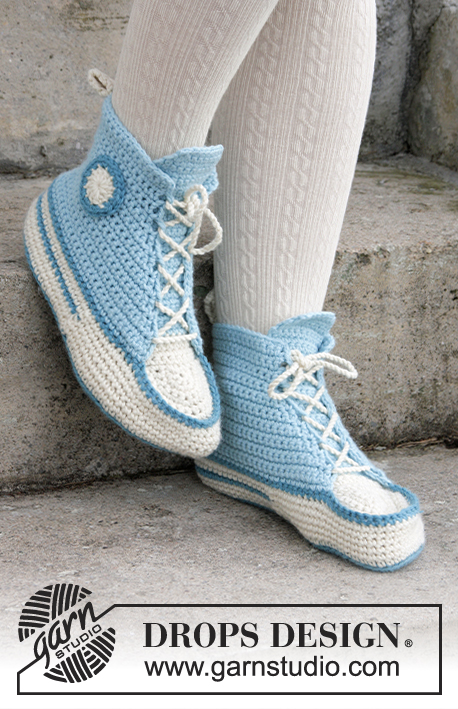 Let's Walk / DROPS Extra 0-1378 - Crochet slippers for Easter in DROPS Nepal. Sizes 35 - 43.