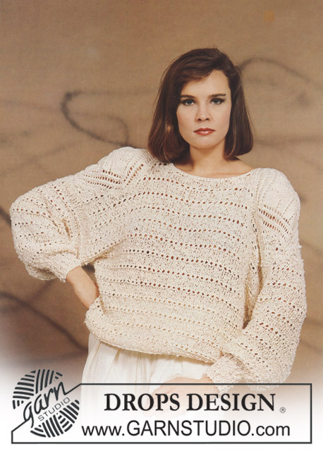 DROPS Extra 0-146 - DROPS sweater in Erio with lace pattern in Zebrino. Size S – L.