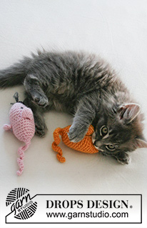Mice Play / DROPS Extra 0-1506 - Rato crochetado e feltrado para gato, em DROPS Lima.