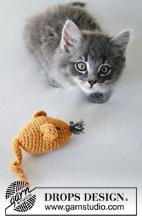 Mice Play / DROPS Extra 0-1506 - Rato crochetado e feltrado para gato, em DROPS Lima.
