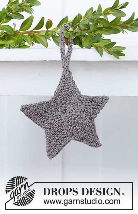 Joy Peace Knit / DROPS Extra 0-1522 - Drops Belle lõngast kootud kuuseehe kaunistus täheke jõuludeks