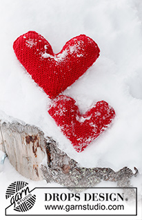 Winter's Love / DROPS Extra 0-1556 - Corazones a punto en DROPS Merino Extra Fine. Tema: Navidad.
