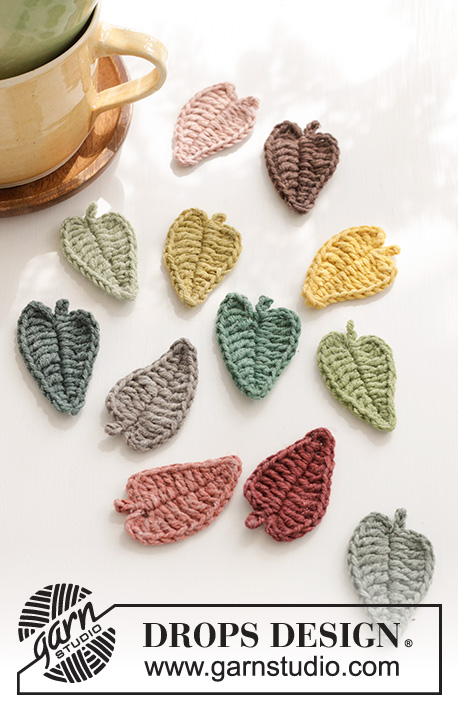 Signs of Autumn / DROPS Extra 0-1570 - Crocheted leaf in DROPS Merino Extra Fine.