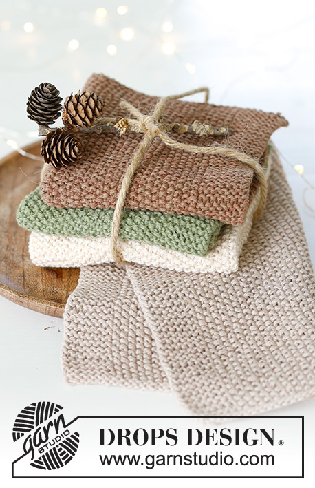 Seasonal Bites / DROPS Extra 0-1574 - Knitted cloths in DROPS Belle. Piece is knitted in moss stitch. Theme: Christmas.