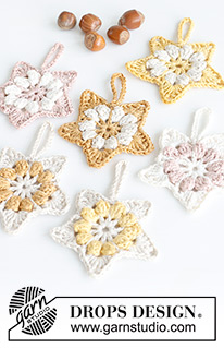 Blooming Stars / DROPS Extra 0-1581 - Decoração de Natal / Estrelas em croché em DROPS Muskat. Tema: Natal.