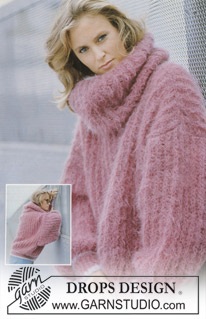 DROPS Extra 0-165 - DROPS jumper in Mohair in English Rib with loose neck. Size M-L.