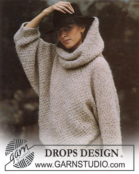 DROPS Extra 0-169 - Strikket genser i DROPS Ardesia med perlestrikk og flaggermusermer. Størrelse Medium. Tema:  Løsmønstre-2
