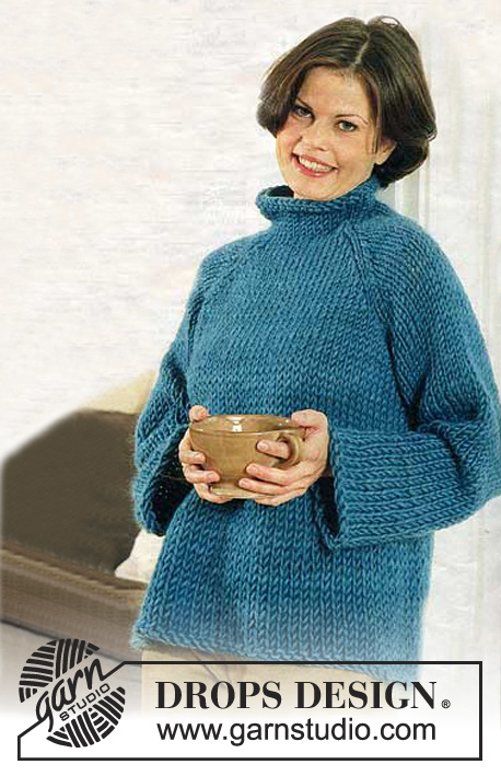 DROPS Extra 0-228 - Knitted swagger sweater with high neck, raglan and stockinette stitch, worked top down. Sizes S - XXXL. The piece is worked in DROPS Snow.