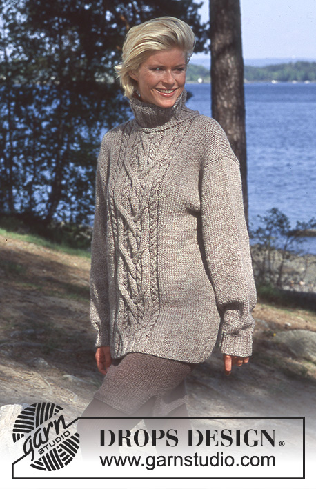 King's Cable / DROPS Extra 0-38 - DROPS Pullover mit Zopfmuster in „Alaska“ und „Silke-Tweed“. Größe M-XXL.