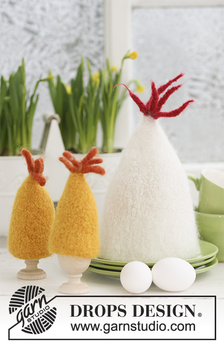On the Nest / DROPS Extra 0-550 - Felted DROPS egg warmer for Easter in ”Snow”.