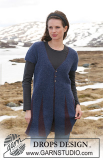 DROPS Extra 0-555 - Long DROPS jacket in ”Alpaca” with short sleeves knitted from side to side with gussets. Size S to XXXL. 