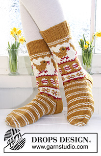 Free patterns - Velikonoční ponožky a papučky / DROPS Extra 0-625