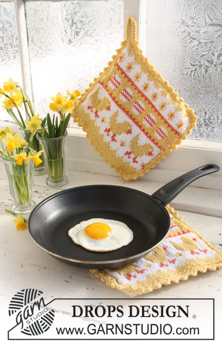 Easter Brunch / DROPS Extra 0-626 - DROPS knitted Easter pot holder with pattern in ”Paris”.  