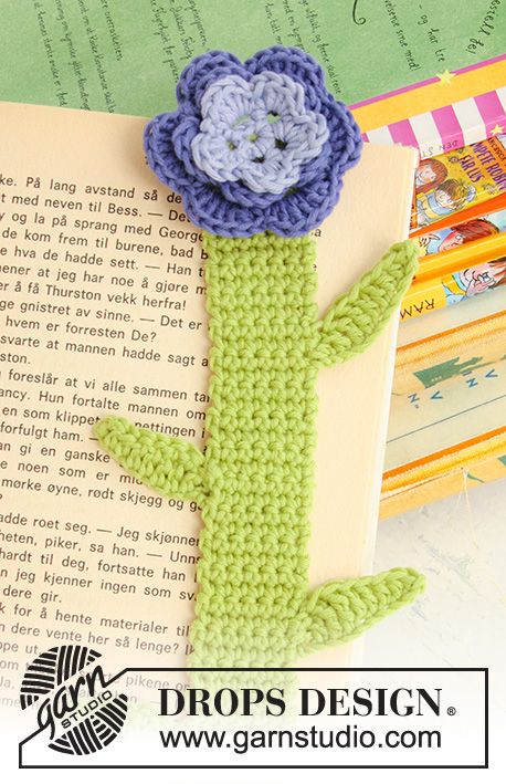 DROPS Extra 0-686 - Marcador de páginas DROPS en ganchillo / crochet con flor en “Safran”.
Diseño DROPS: Patrón No. E-164
