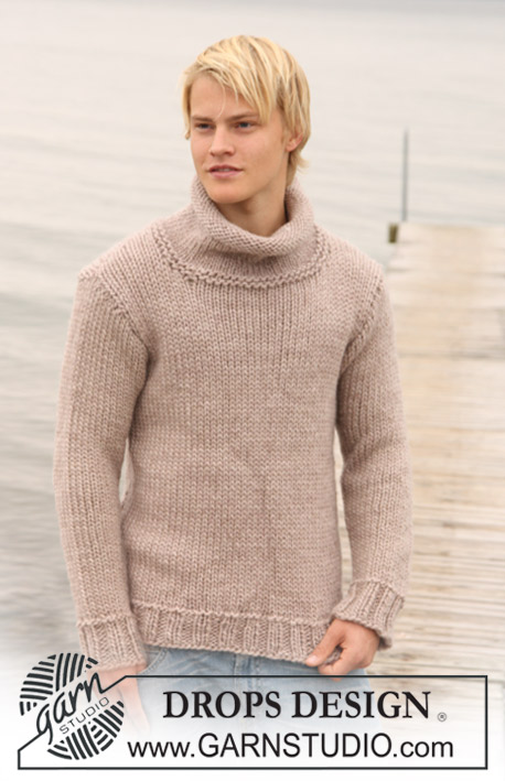 DROPS Extra 0-695 - DROPS gent sweater in stockinette st in ”Snow”. sizes S-XXXL.