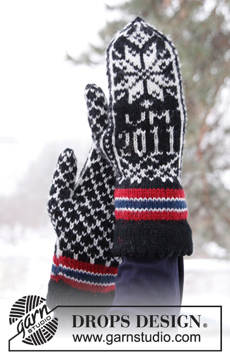 DROPS Extra 0-754 - Knitted DROPS mittens with pattern in ”Karisma”.
Size M - L.  

