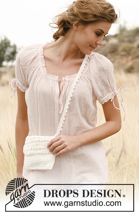 Summer Walk / DROPS Extra 0-762 - Crochet DROPS bag with lace in Lin.