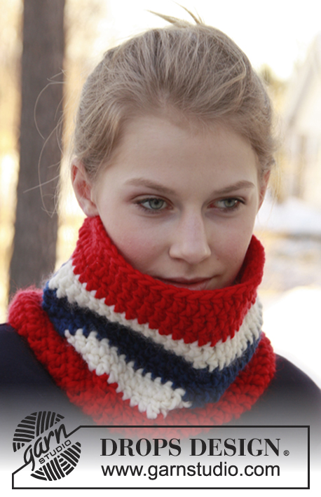 DROPS Extra 0-772 - Calentador de cuello DROPS, en ganchillo / crochet, en “Snow”.