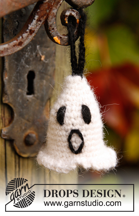Casper / DROPS Extra 0-781 - Fantôme DROPS au crochet, pour Halloween, en double ”Alpaca”.