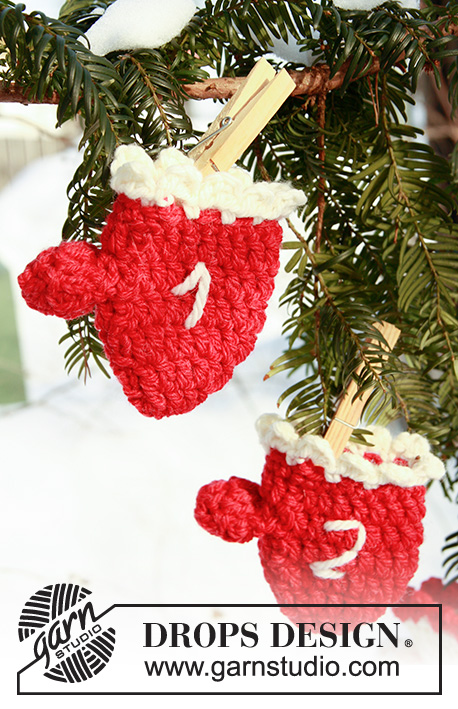Magic Mittens / DROPS Extra 0-784 - Crochet DROPS Christmas calendar mitten in Alaska. 