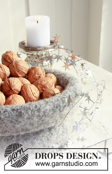 Nuts About You Basket / DROPS Extra 0-799 - Vanutatud korvike jõuludeks lõngast ”Snow”