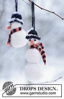 Frosty The Snowman / DROPS Extra 0-801 - Muñeco de nieve DROPS para Navidad, en ganchillo, en “Alpaca”.