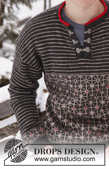 Leifur / DROPS Extra 0-811 - Men's sweater with Norwegian pattern, knitted in DROPS Karisma. Size: S - XXXL.