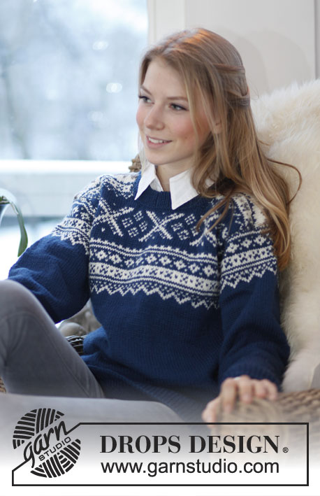 Victoria / DROPS Extra 0-816 - Knitted DROPS jumper with Norwegian pattern in ”Karisma”. 
Size: S - XXXL.

