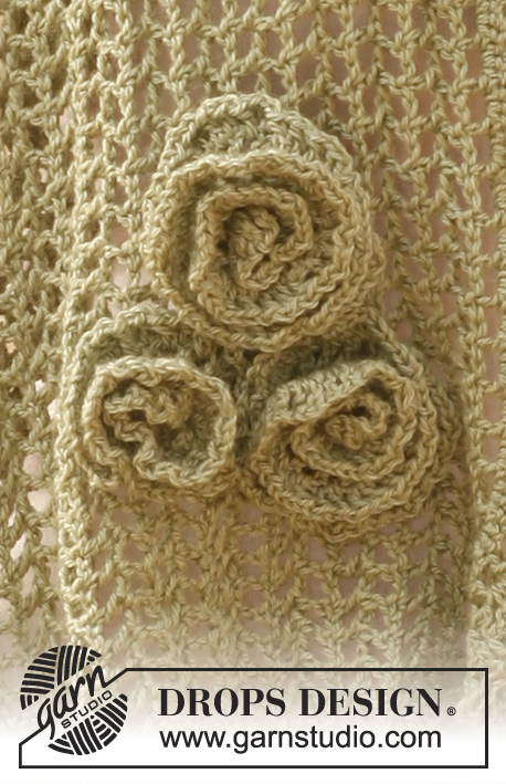 Sandrose Flower / DROPS Extra 0-827 - Virkattu DROPS kukka ”BabyAlpaca Silk” -langasta. 
