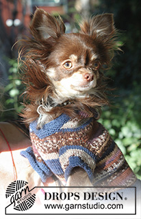 Little Watcher / DROPS Extra 0-833 - Maglione per cani lavorato ai ferri in DROPS Fabel. Lavorato dalla coda al collo, con cappuccio. Taglie: XS - M.