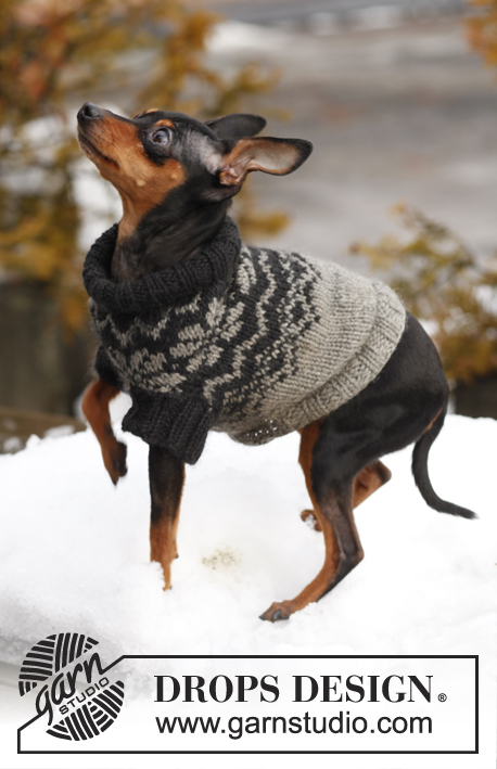 Adventure Hike / DROPS Extra 0-834 - Gestrickter Pullover für Hunde mit nordischem Muster in DROPS Karisma. Größe XS-M.