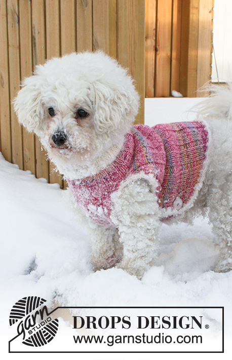 Warm Banjo / DROPS Extra 0-835 - Knitted DROPS dog's vest in ”Fabel” and ”BabyMerino” with edges in ”Symphony”. Size XS - L.
