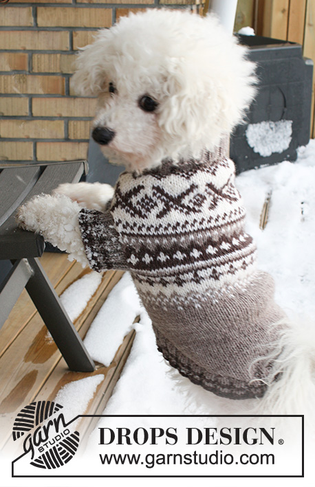 Let's Go / DROPS Extra 0-836 - DROPS svetr pro psa s norským vzorem pletený z příze Karisma. Velikost: XS-L.
