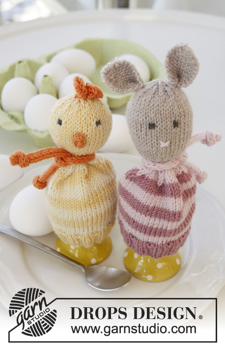 Truls og Trine / DROPS Extra 0-838 - Strikket DROPS eggevarmer til påske i ”BabyMerino”