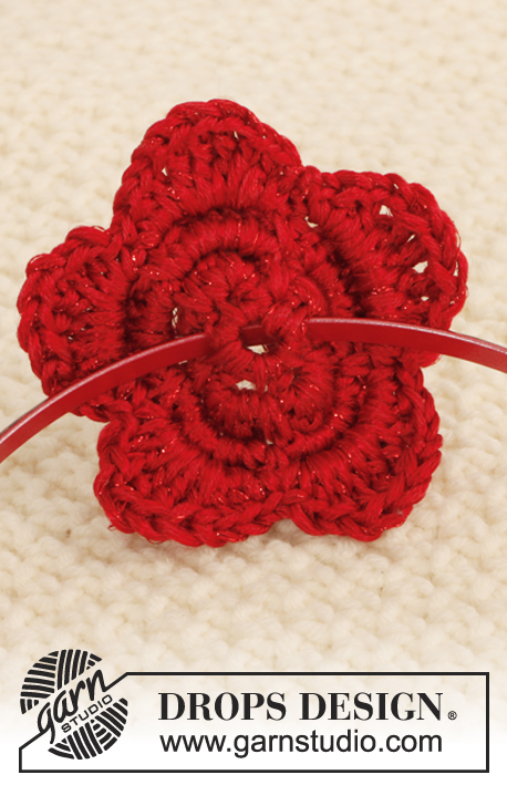 Isabella / DROPS Extra 0-845 - Flor DROPS en ganchillo / crochet con 4 capas en “Cotton Viscose” y “Glitter”.