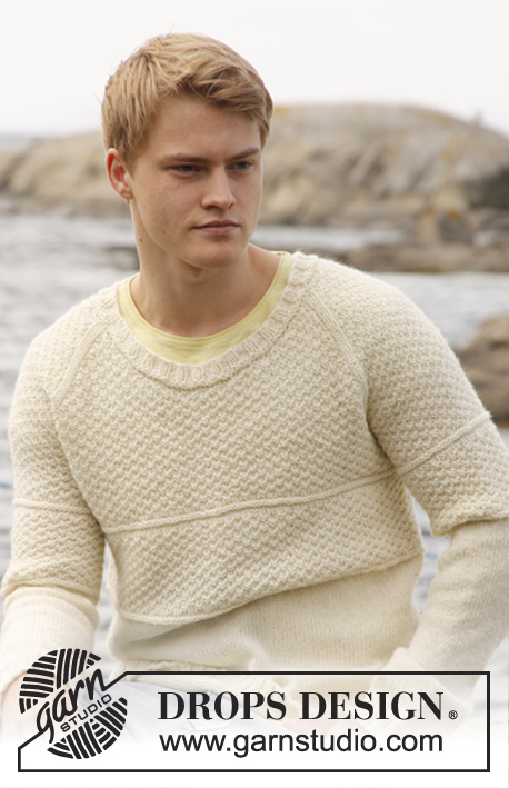 Celtic Ballad / DROPS Extra 0-851 - Men's knitted sweater in DROPS Lima or DROPS Merino Extra Fine with raglan and double seed st. Size: S - XXXL.