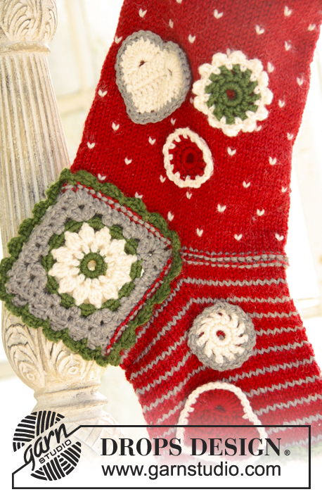 Fill Me Up, Santa / DROPS Extra 0-857 - Chaussette de Noël DROPS au tricot et au crochet, en ”Karisma”. 